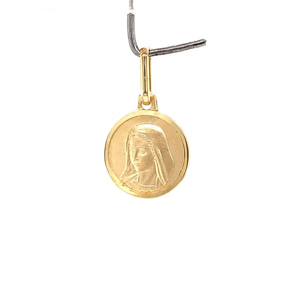 14k Yellow Gold 12mm Virgin Mary Medal Arezzo Jewelers Elmwood Park, IL