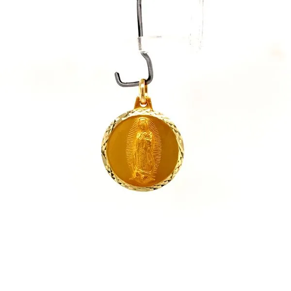 14k Yellow Gold Reversible Jesus & St. Mary Medal Image 2 Arezzo Jewelers Elmwood Park, IL