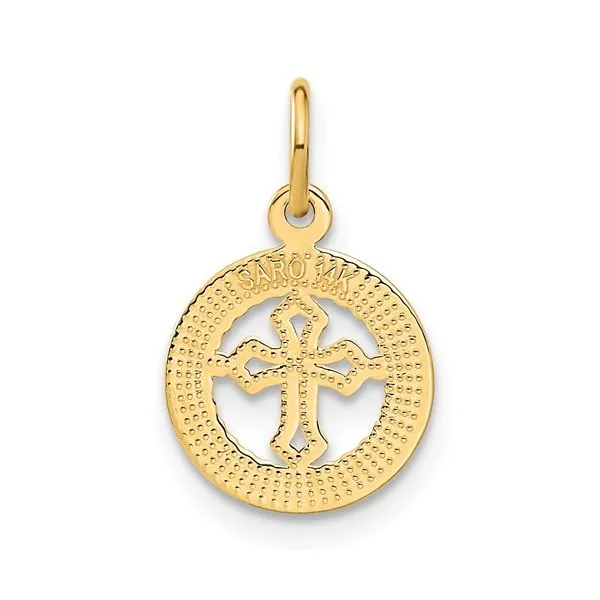 14K Eternal Life Cross in Circle Charm Image 3 Arezzo Jewelers Elmwood Park, IL