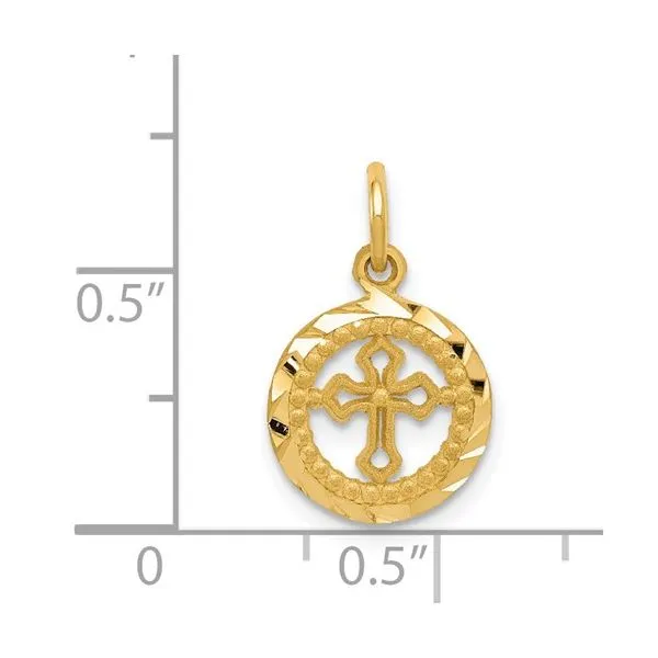 14K Eternal Life Cross in Circle Charm Image 4 Arezzo Jewelers Elmwood Park, IL