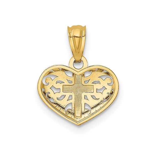 14k Cross in Heart Pendant Image 3 Arezzo Jewelers Elmwood Park, IL