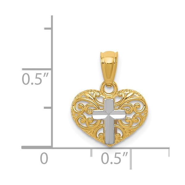 14k Cross in Heart Pendant Image 4 Arezzo Jewelers Elmwood Park, IL