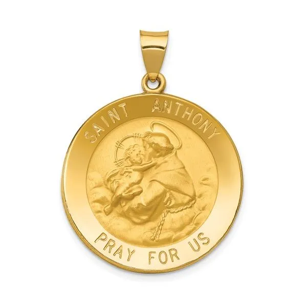 14k St. Anthony Medal Hollow Pendant Arezzo Jewelers Elmwood Park, IL