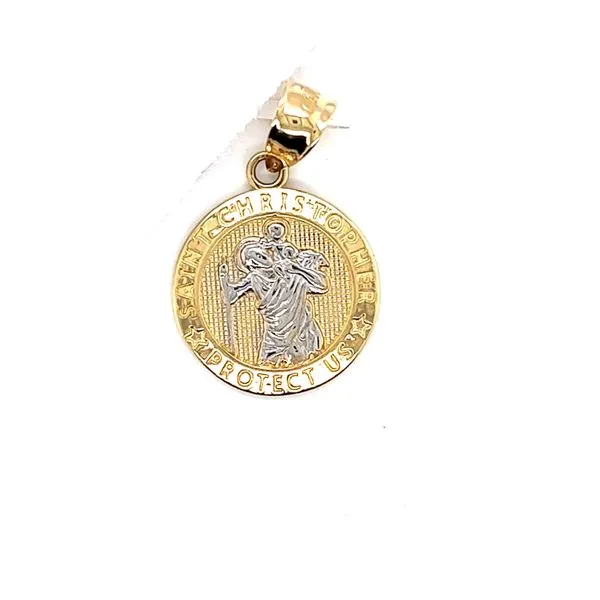 14K  white gold St. Christopher Medal, Circle Arezzo Jewelers Elmwood Park, IL