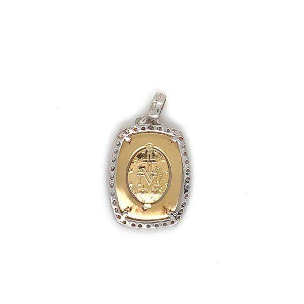 18k Yellow Gold Miraculous Mary Medal with CZ's Image 2 Arezzo Jewelers Elmwood Park, IL