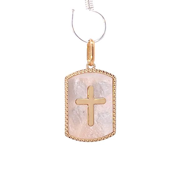 18 Karat Yellow Gold and Mother of Pearl Cross Medal Arezzo Jewelers Elmwood Park, IL
