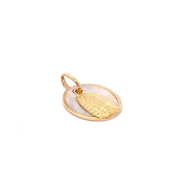 18 Karat Yellow Gold and Mother of Pearl Miraculous Virgin Mary Medal Image 2 Arezzo Jewelers Elmwood Park, IL