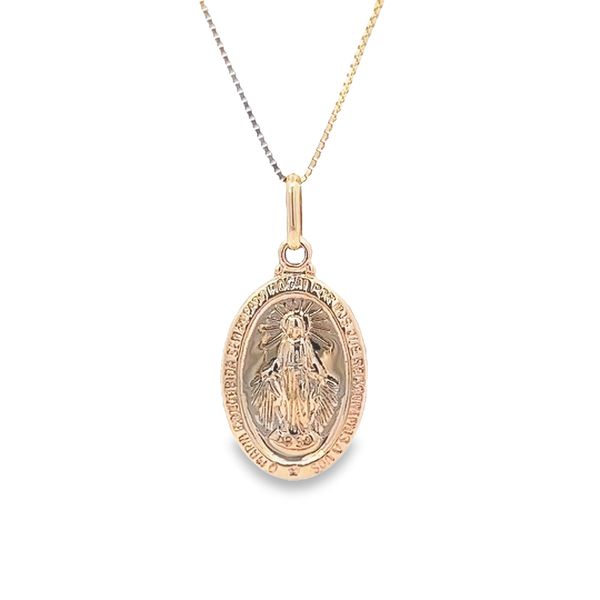 14k Yellow Gold Miraculous Virgin Mary Medal Arezzo Jewelers Elmwood Park, IL