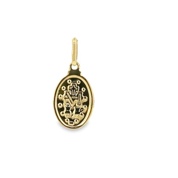 14k Yellow Gold Small Miraculous Virgin Mary Medal Image 3 Arezzo Jewelers Elmwood Park, IL