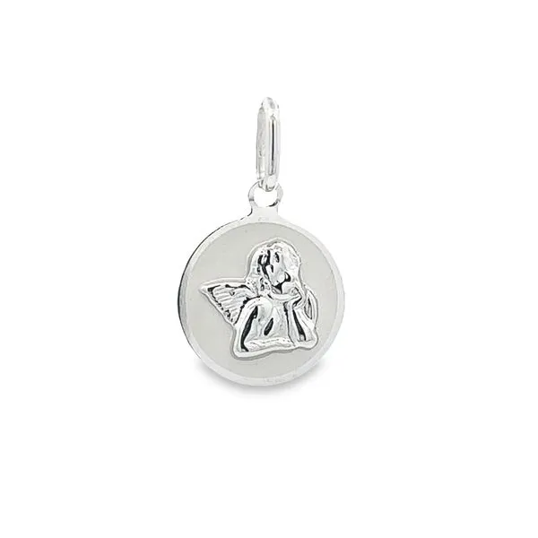 14k White Gold Small Guardian Angel Medal Arezzo Jewelers Elmwood Park, IL