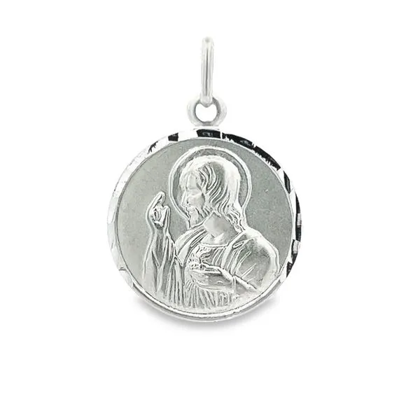 14k White Gold Reversible Sacred Heart Medal Arezzo Jewelers Elmwood Park, IL