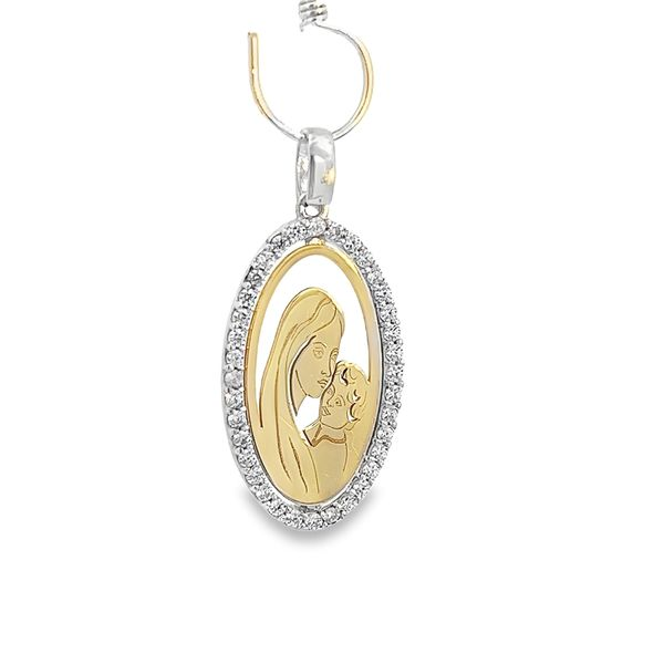 18K Yellow Gold Virgin Mary and Child Medal Arezzo Jewelers Elmwood Park, IL