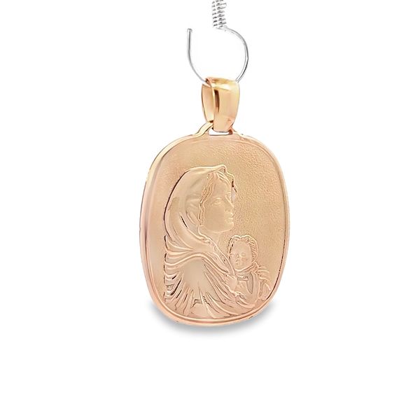 18K Yellow Gold Virgin Mary and Child Medal Arezzo Jewelers Elmwood Park, IL