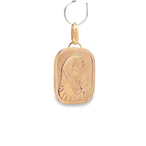 18K Yellow Gold Virgin Mary and Child Medal Arezzo Jewelers Elmwood Park, IL
