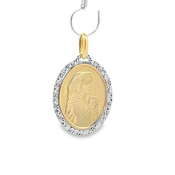 18K Two Tone Gold Virgin Mary and Child Medal Arezzo Jewelers Elmwood Park, IL