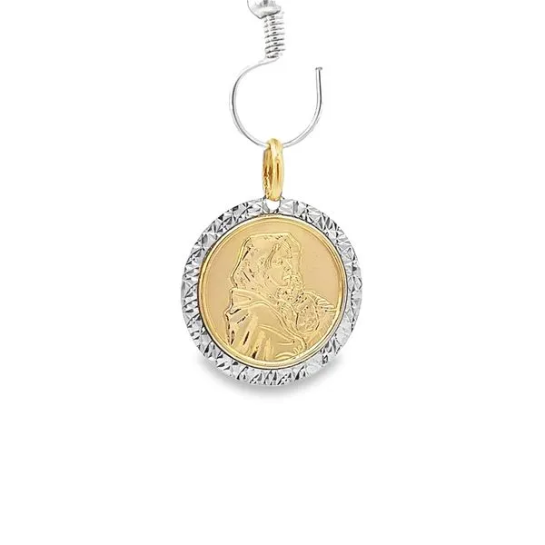 18K Two Tone Virgin Mary and Child Medal Arezzo Jewelers Elmwood Park, IL