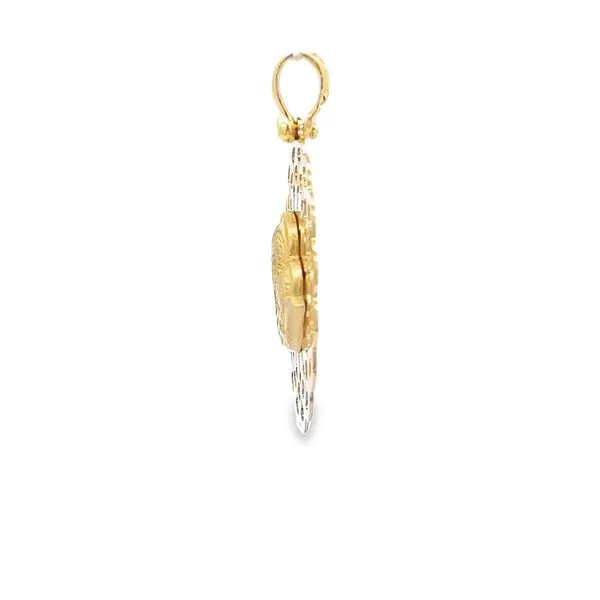 18k Yellow Gold Virgin Mary and Child Medal Image 2 Arezzo Jewelers Elmwood Park, IL