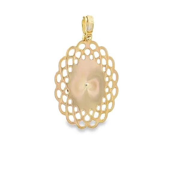 18k Yellow Gold Virgin Mary and Child Medal Image 4 Arezzo Jewelers Elmwood Park, IL