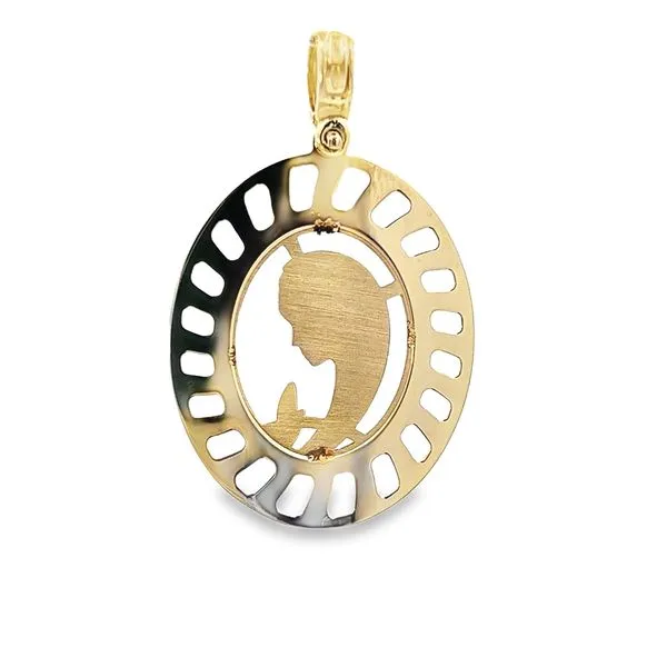 18K Yellow Gold Praying Virgin Mary Medal Image 3 Arezzo Jewelers Elmwood Park, IL