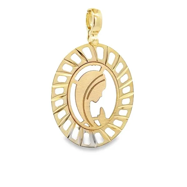 18K Yellow Gold Praying Virgin Mary Medal Arezzo Jewelers Elmwood Park, IL