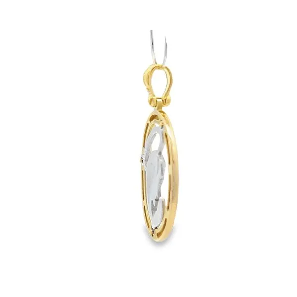 18K Two Tone Gold Oval Virgin Mary Medal Image 2 Arezzo Jewelers Elmwood Park, IL