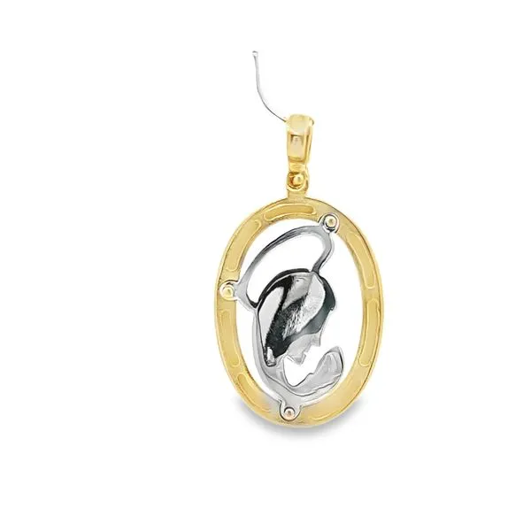 18K Two Tone Gold Oval Virgin Mary Medal Image 4 Arezzo Jewelers Elmwood Park, IL