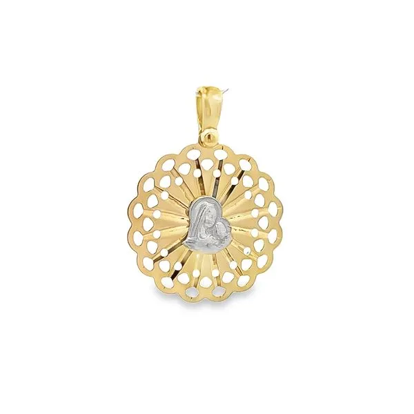 18K Two Tone Gold Virgin Mary and Child Medal Arezzo Jewelers Elmwood Park, IL