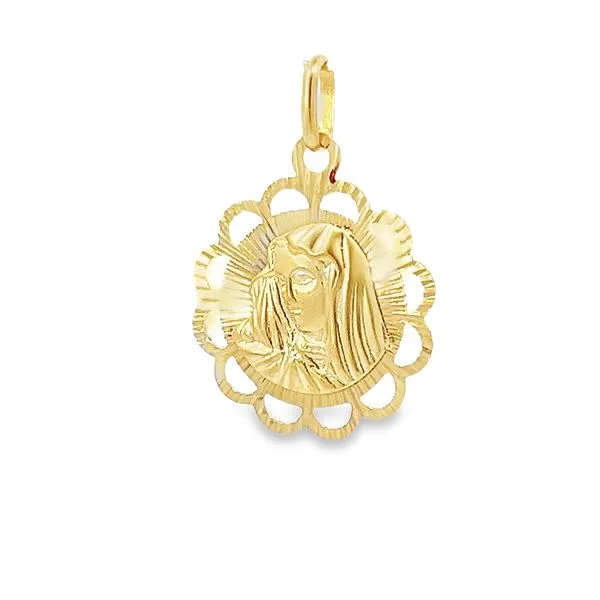 18K Yellow Gold Reversible Jesus and Virgin Mary Medal Image 2 Arezzo Jewelers Elmwood Park, IL