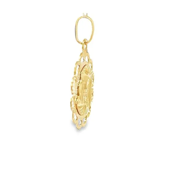 18K Yellow Gold Reversible Jesus and Virgin Mary Medal Image 3 Arezzo Jewelers Elmwood Park, IL