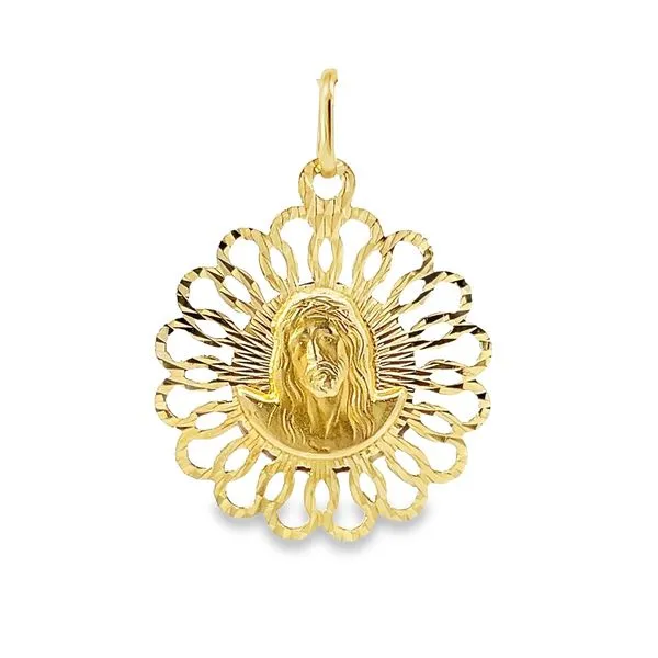 14k Yellow Gold Reversible Jesus and Virgin Mary Medal Image 2 Arezzo Jewelers Elmwood Park, IL