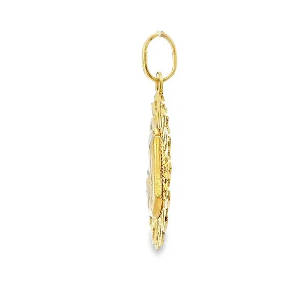 14k Yellow Gold Reversible Jesus and Virgin Mary Medal Image 3 Arezzo Jewelers Elmwood Park, IL