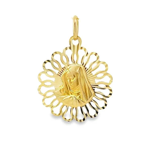 14k Yellow Gold Reversible Jesus and Virgin Mary Medal Arezzo Jewelers Elmwood Park, IL