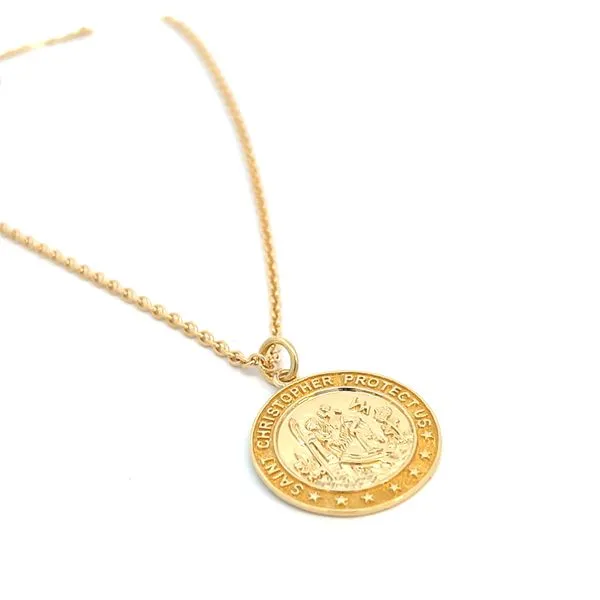 18 Karat Yellow Gold St. Christopher Medal with Chain Image 3 Arezzo Jewelers Elmwood, IL