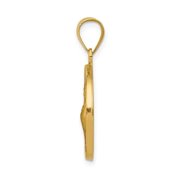 14k Polished and Satin St Francis of Assisi Medal Hollow Pendant Image 2 Arezzo Jewelers Elmwood Park, IL