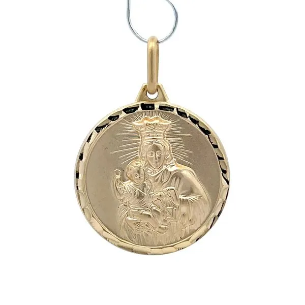14K Yellow Gold Double Sided Religious Medal Image 3 Arezzo Jewelers Elmwood Park, IL
