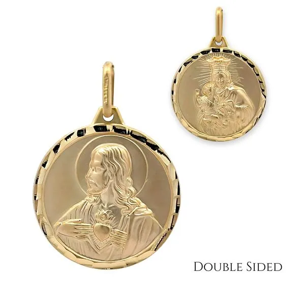 14K Yellow Gold Double Sided Religious Medal Arezzo Jewelers Elmwood Park, IL