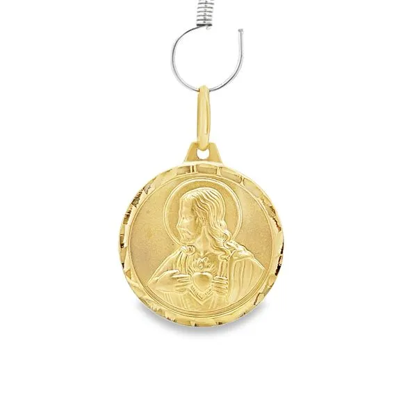 14K Yellow Gold Double Sided Religious Medal Image 2 Arezzo Jewelers Elmwood Park, IL
