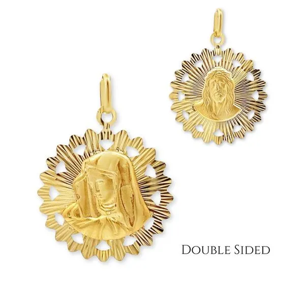 14K Yellow Gold Double Sided Religious Medal Arezzo Jewelers Elmwood Park, IL
