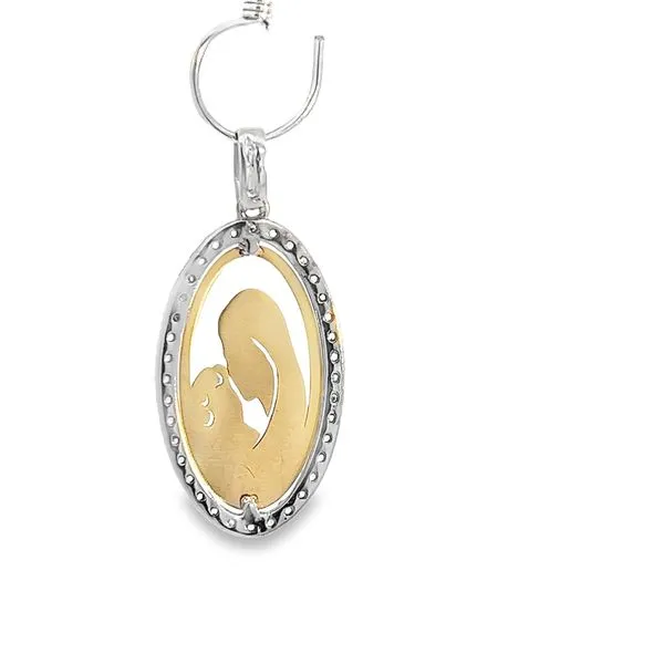18K Yellow Gold Virgin Mary and Child Medal Image 4 Arezzo Jewelers Elmwood Park, IL