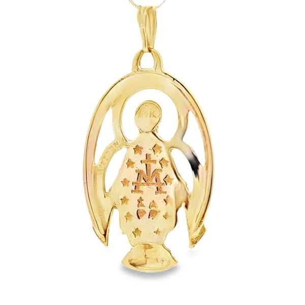 14 Karat Yellow Gold Miraculous Virgin Mary Medal Image 3 Arezzo Jewelers Elmwood, IL