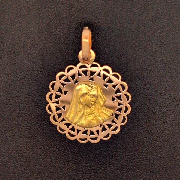 18k Yellow Gold Virgin Mary Religious Medal Arezzo Jewelers Elmwood Park, IL