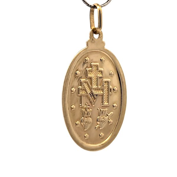 Oval Virgin Mary Miraculous Medal Pendant in Yellow Gold Image 3 Arezzo Jewelers Elmwood Park, IL