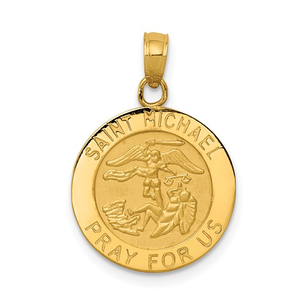 14 Karat Yellow Gold Patron Saint Michael Religious Medal Arezzo Jewelers Elmwood Park, IL