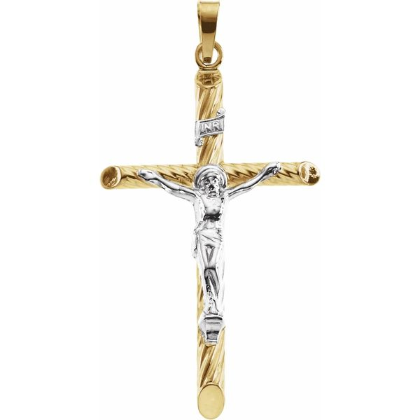 14k Two Tone Gold Crucifix Pendant Cross Arezzo Jewelers Elmwood Park, IL
