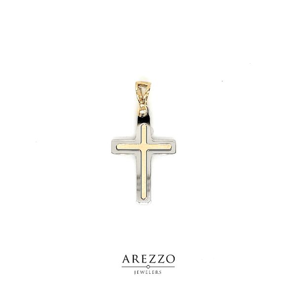 14k Two Tone Gold Small Cross Pendant Arezzo Jewelers Elmwood Park, IL