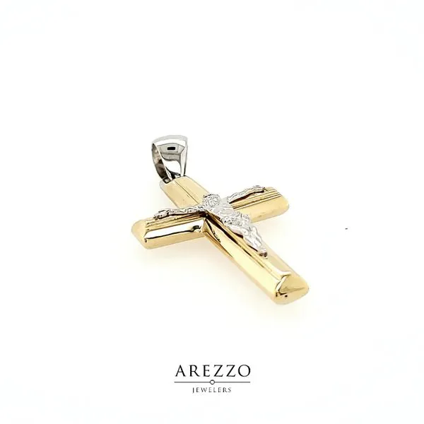 18k Two Tone Crucifix Image 2 Arezzo Jewelers Elmwood Park, IL