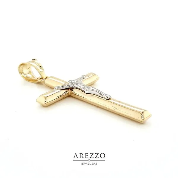 14k Two Tone Crucifix Image 2 Arezzo Jewelers Elmwood Park, IL