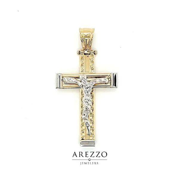 14k Two Tone Gold Modern Crucifix Arezzo Jewelers Elmwood Park, IL