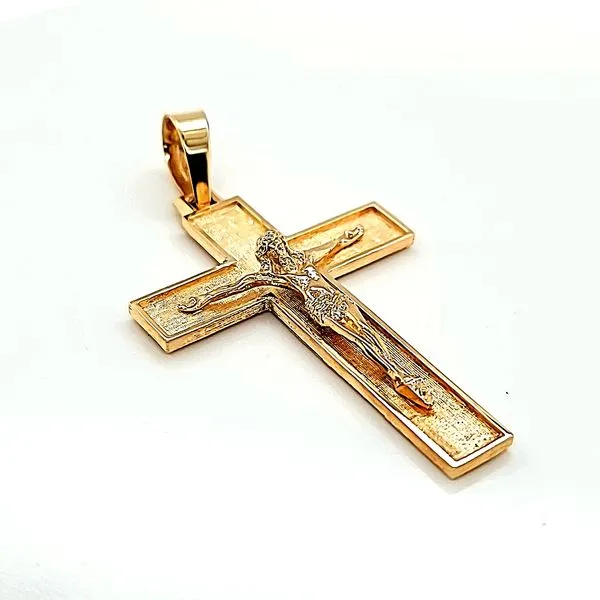 18k Yellow Gold Crucifix Cross Image 3 Arezzo Jewelers Elmwood Park, IL