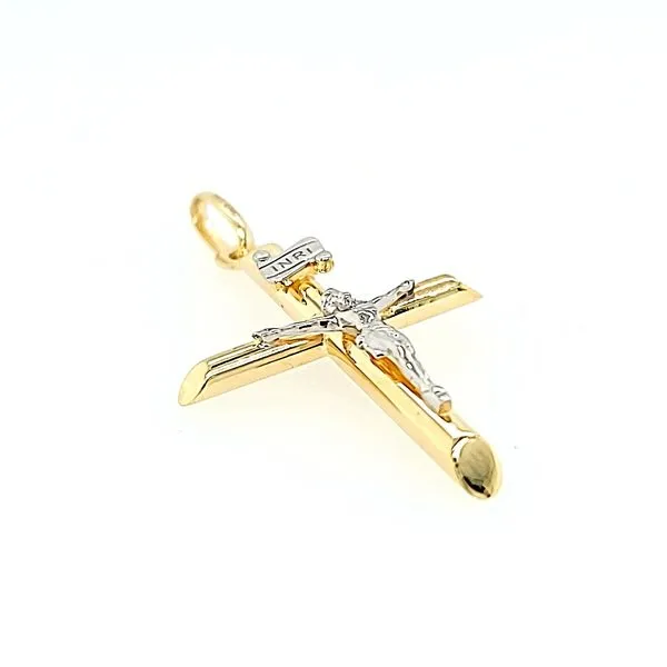 14k Two Tone Crucifix Cross Image 2 Arezzo Jewelers Elmwood Park, IL